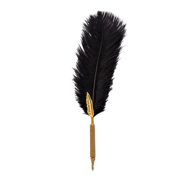 GOLDEN TOUCH BLACK OSTRICH QUILL PEN